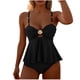 thumbnail image 2 of Trajes de baño Amzcrzy Tankini para mujer, trajes de baño, trajes de baño, bikini, traje de baño de dos piezas con estampado conservador de color sólido para mujer, traje de baño dividido, negro, S, 2 of 4