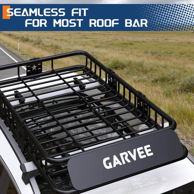 AKDSteel Global Roof Rack Basket 64" x 39", Heavy Duty 200 Lbs Rooftop Cargo Carrier With Powder Coated Steel And Wind Fairing