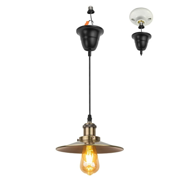 Kiven Farmhouse Pendant Light with E26 Screw-in Adapter, Exposed Ceiling Light to Pendant, Converts Bulb Socket to Pendant Light, Adjustable Height Renter-friendly Pendant Lighting TB2773BRN
