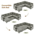thumbnail image 3 of 109.9" Sectional Sofa Versatile Sofa Bed Sleeper U-shaped with Storage,Two Cup Holders and Charging Ports for Living Room,Light Grey, 3 of 8