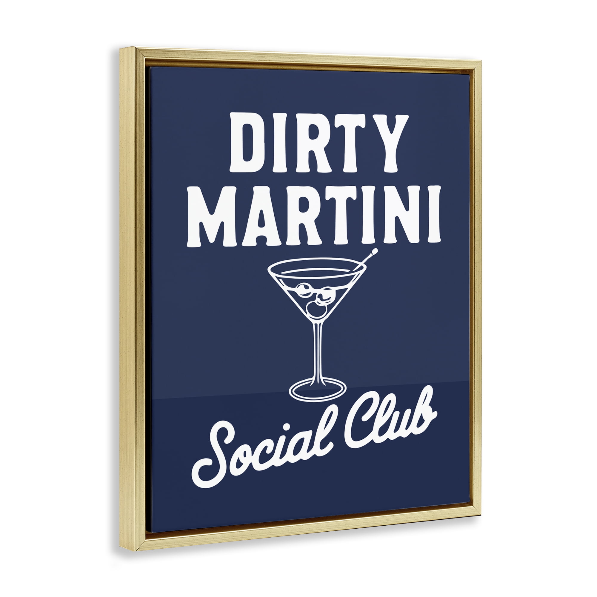 Stupell Industries Retro Dirty Martini Club Gold Framed Floater Canvas Wall Art, design by Lettered and Lined