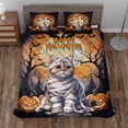 thumbnail image 2 of Mummy American Shorthair Happy Halloween with Pumpkins Bats Spooky Fun Quilt Bedding Set Cat Lover Kitten Owner Gifts 1 Blanket Bed Cover 2 Pillowcases - 00019, 2 of 5