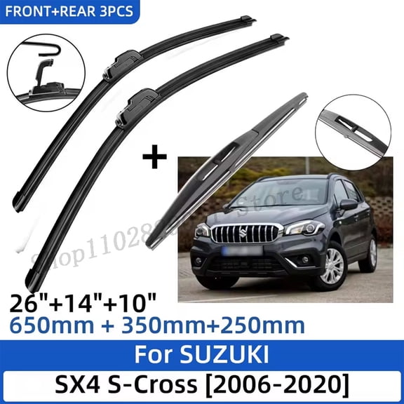3PCS for SUZUKI SX4 S-Cross 2006-2020 26" 14" 10" Front Rear Wiper Blades Windshield Windscreen Window Cutter Accessories