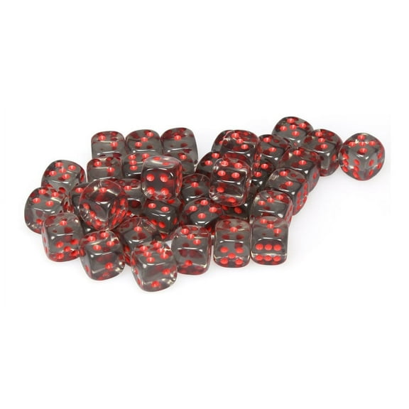 Chessex D6 12mm Smoke w/Red (36)