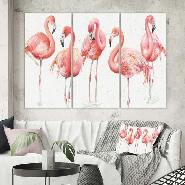 Designart - Flamant Rose Gracieusement Minable - Art Mural en Toile de Ferme Premium