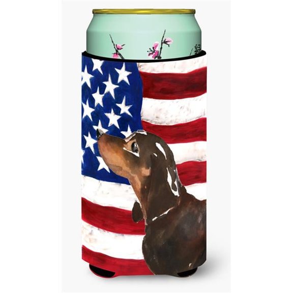 Black & Tan Dachshund Patriotic Tall Boys Beverage Insulator Hugger