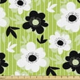 thumbnail image 1 of Spring Fabric by the Yard, Striped Backdrop with Birds Silhouettes and Blossoming Flowers, Decorative Upholstery Fabric for Chairs & Home Accents, 5 Yards, Apple Green Grey by Ambesonne, 1 of 4