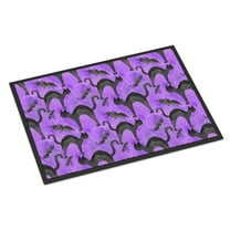 Watecolor Halloween Black Cats on Purple Doormat 18x27