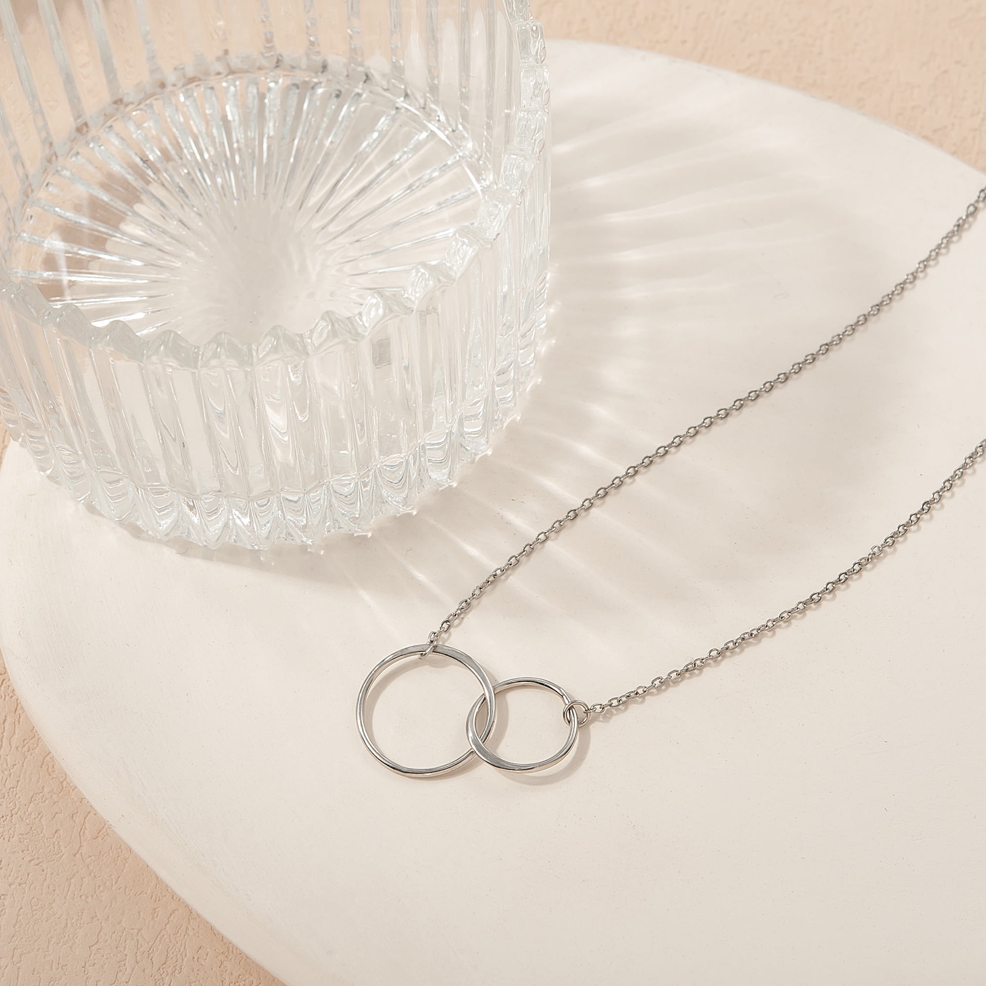 Women's 60th Birthday Purple Card and Silver Infinity Ring Necklace Jewelry Gift Set