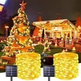 thumbnail image 1 of 1 paquete de 100/200 luces LED solares de cadena para exteriores, impermeables, con 8 modos de luz parpadeante de hadas para decoración de árboles, bodas, fiestas de Navidad, 1 of 5