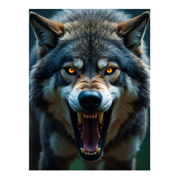 Diamond Art Kit for Adults, Fierce Wolf Roaring Eyes Bright Diamond Painting for Adults Beginners, DIY Diamond Art Painting Kits, 5D Diamond Painting Crafts for Home Decor 12x16 Frameless