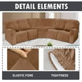 thumbnail image 3 of Velvet 5 Seater Recliner Corner Sofa Slipcovers Stretch Sectional Recliner Sofa Covers Furniture Protectors, Leather Brown, 3 of 10
