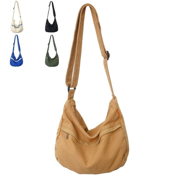 Nvzi Bolso bandolera informal de lona, bolso de mano de lona para mujer y hombre, marrón oscuro