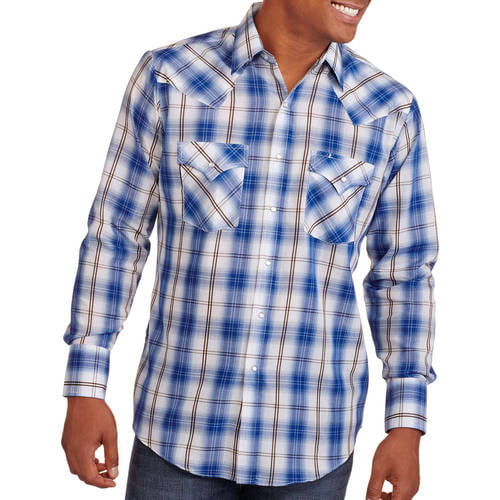 Tall Mens Textured Plaid Western Shirt S - Walmart.com