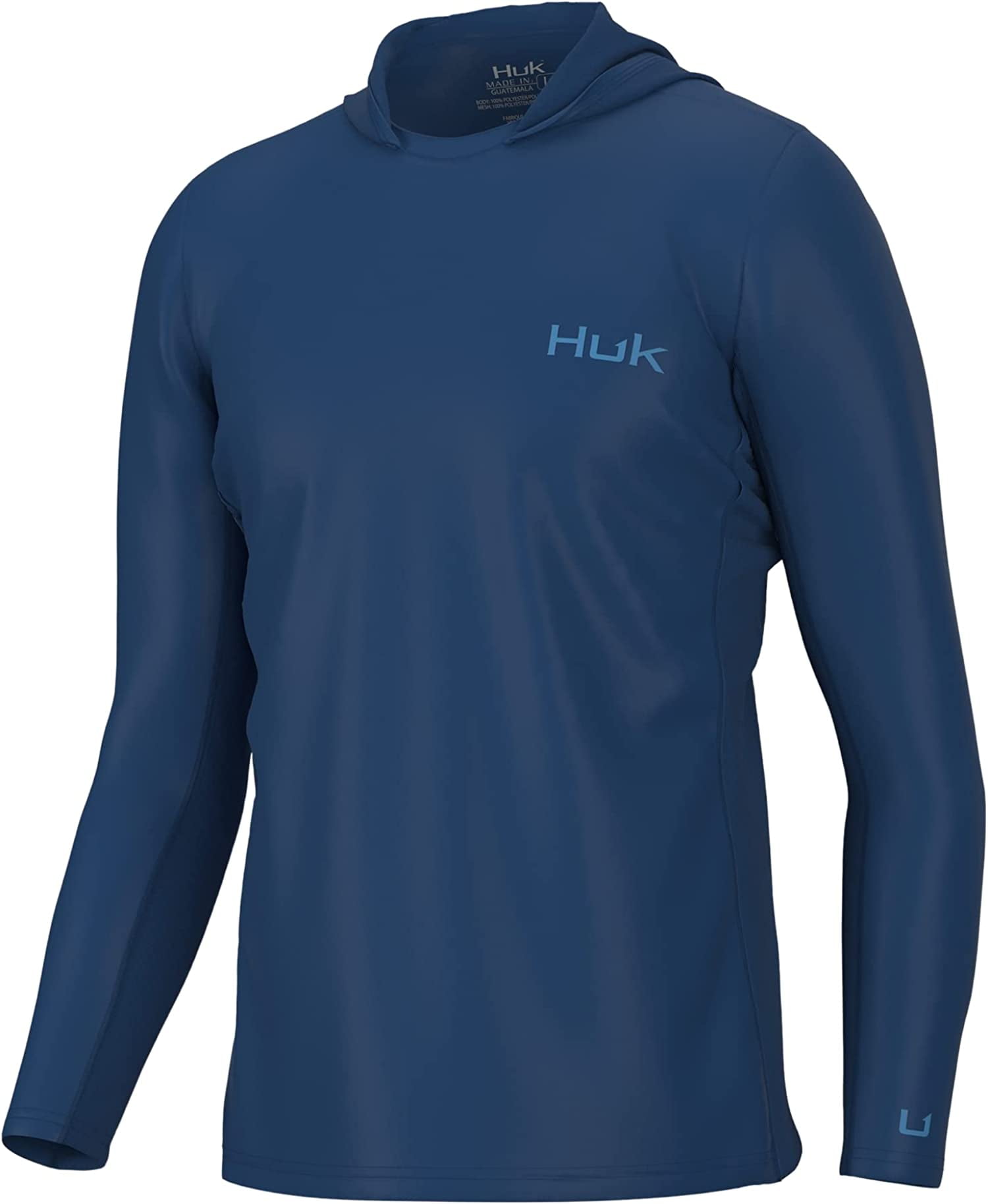 HUK Men Icon X Hoodie Fishing Shirt Sun Protection Set Sail Large