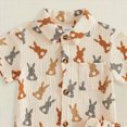 thumbnail image 4 of kpoplk Toddler Baby Boy Easter Outfit Short Sleeve Bunny Print Bow Tie Button Down Shirt Top Shorts 2Pcs Set Size 6M 12M 18M 24M 3T 4T Size 2-3 Years,Beige, 4 of 4