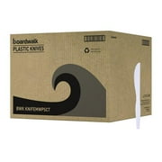 Boardwalk Mediumweight Polystyrene Cutlery, Knife, Plastic, White, 100/Box, 10 Boxes/Carton