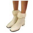 thumbnail image 2 of NECHOLOGY Botas Mujer Zapatos Botines para mujer Tacones transpirables, zapatos cortos térmicos altos para mujer, botas de invierno Retro gruesas y cálidas de felpa, botas para mujer (Beige, 8.5), 2 of 7