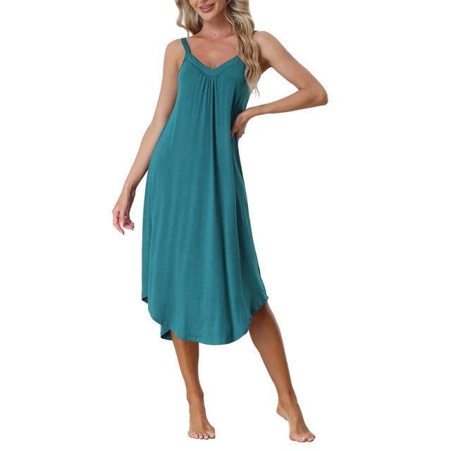 Vestido de pijama de lounge para mujeres INSPIRE CHIC, ropa de dormir, camisón con tirantes de espagueti, noche de M, verde pavo real