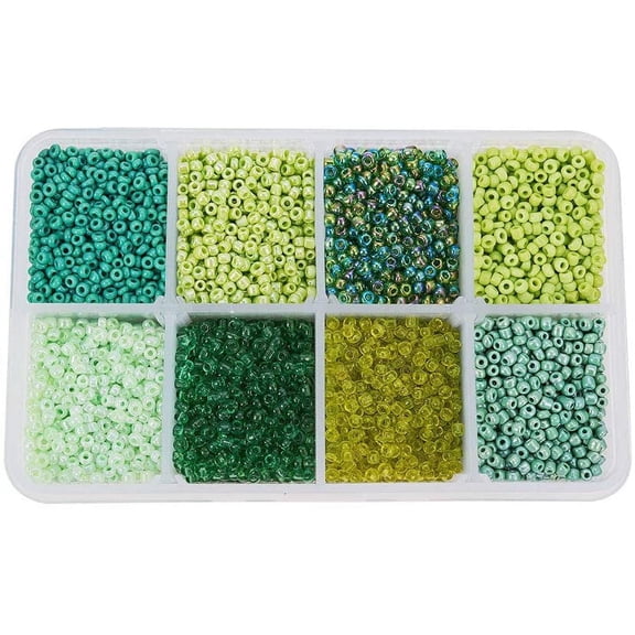 1440pcs Green Seed Beads for St. Patrick”s Day Waist Bead 6/0 Glass Seed Beads 4mm 8 Colors Mini Beads