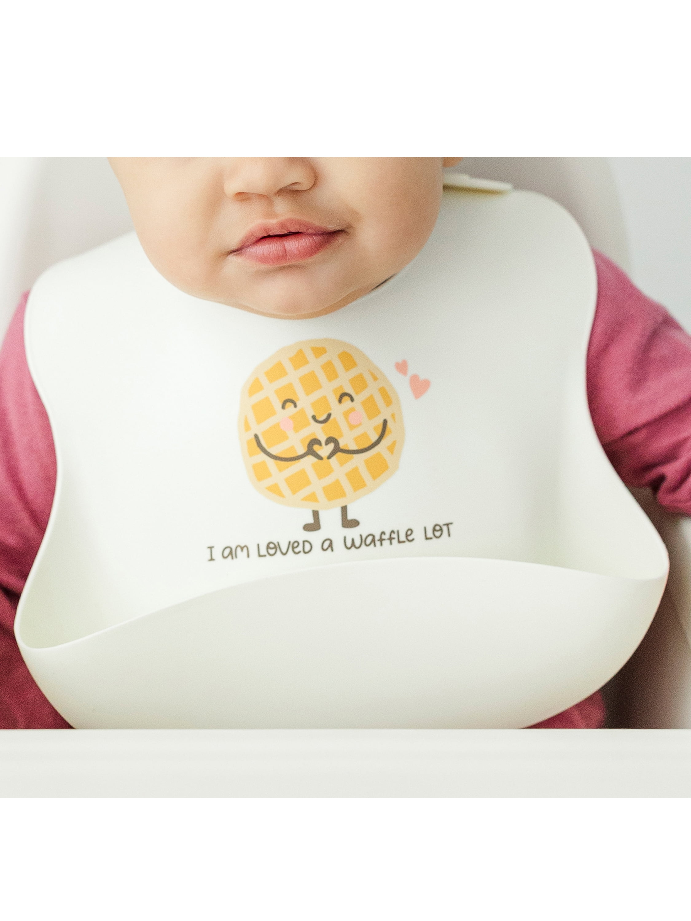 Neat Solutions Silicone "Loved Waffle Lot" Saying Infant Unisex Scoop Bib