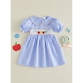 thumbnail image 6 of Yuemengxuan Toddler Baby Girl Back to School Dress Summer Apple Pencil Short Sleeve Plaid Dress, 6 of 9