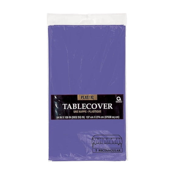 Amscan Plastic Table Covers, 54" x 108", Purple, Pack Of 9 Table Covers