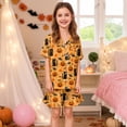 thumbnail image 2 of Aideaone Girls Satin Pajama Set Short Sleeve Button Down Silk Sleepwear 2 Piece Summer Loungewear for Child Girl 6-14Y, 2 of 8