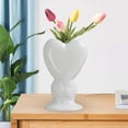 thumbnail image 3 of Jarrón de cerámica moderno con forma de corazón, adorno decorativo, jarrones, centros de mesa Blanco, 3 of 8