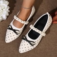 thumbnail image 2 of SuTry Women's Pointed Toe Flats Polka Dot Bow Detail Slip On Elastic Strap Lightweight Comfortable Casual Walking Shoes(41), 2 of 9
