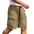 thumbnail image 2 of Men's Woven Cargo Shorts, Adjustable Belt, Quick Dry Casual Shorts with Zippered Side Pockets for Outdoor Activities Coffee M, 2 of 9
