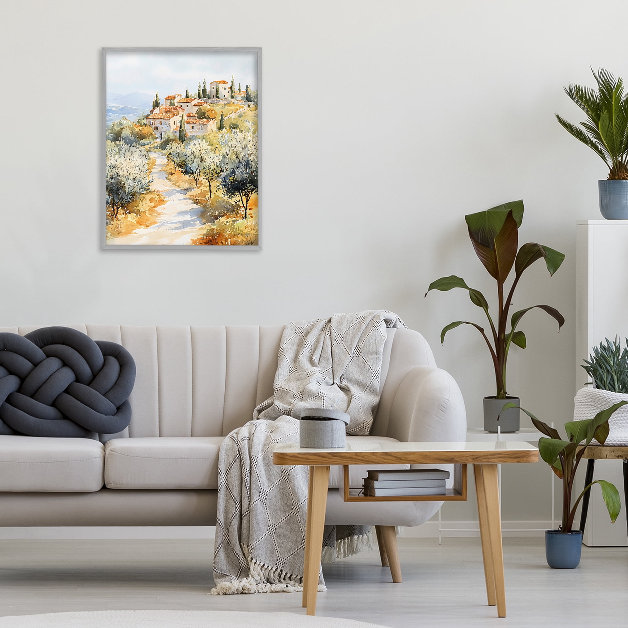 Stupell Industries Tuscan Hilltop Village View Gray Framed Giclee Art, design by LSR Design Studio
