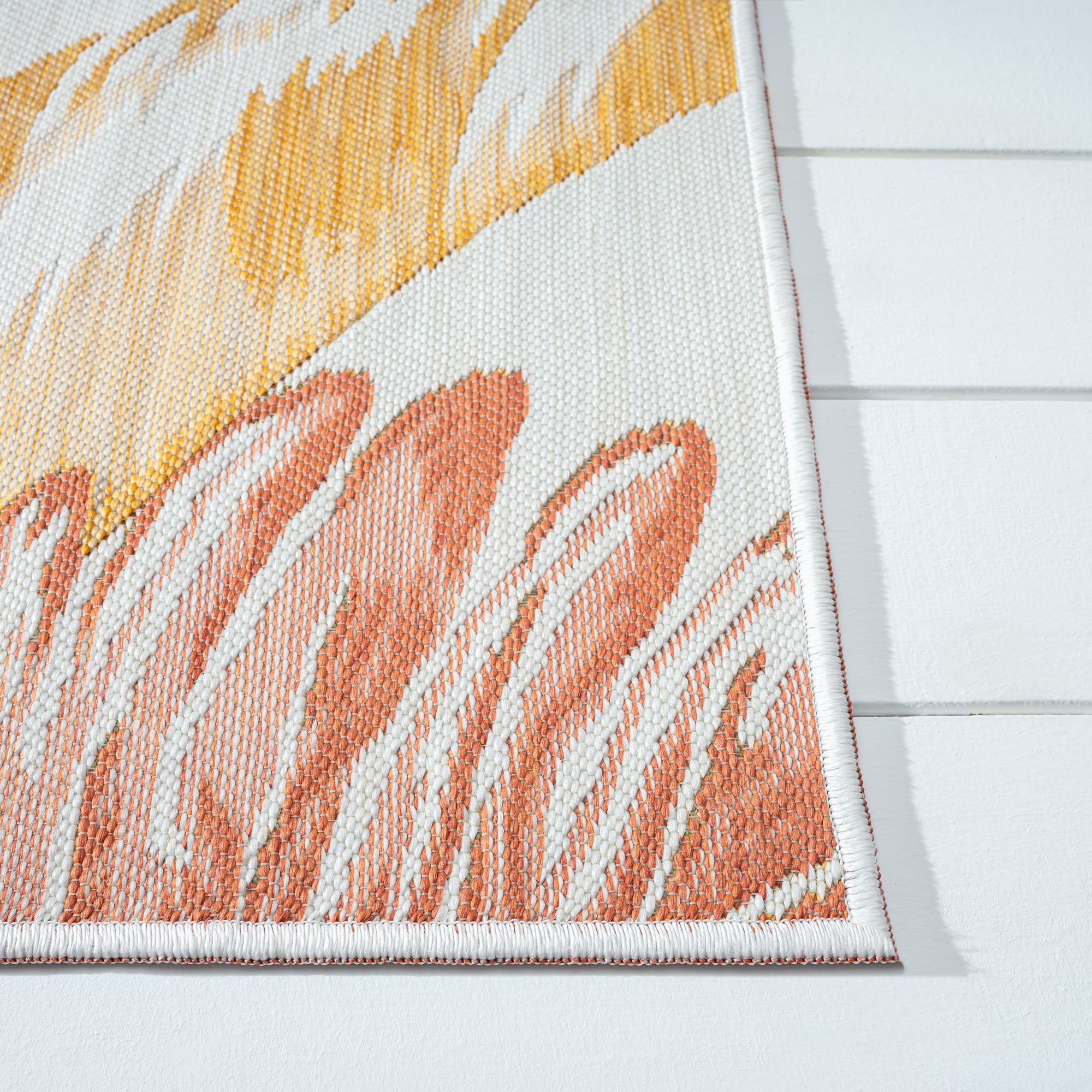 Ox Bay Cara Reversible Floral Polypropylene Performance Indoor/Outdoor Area Rug, Orange/Green/Ivory, 5'3" x 7'