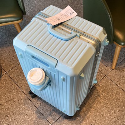 Equipaje de viaje de gran capacidad, maleta con marco de aluminio, caja de varilla de tracción, 24/28/32 "con portavasos, caja de combinación