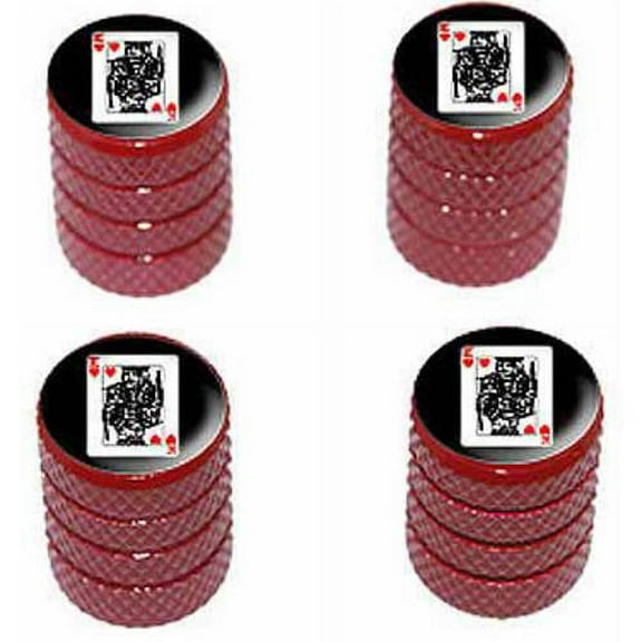 King of Hearts Playing Cards Tire Rim Wheel Aluminum Valve Stem Caps, Multiple Colors