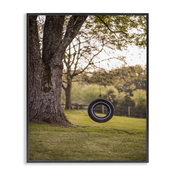 Stupell Industries Rustic Lodge Tire Swing Country Farm Black Framed Giclee Art, 11 x 14, by Aaron Matheson