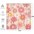 thumbnail image 2 of Cute Flower Shower Curtain, Vintage Hippie Funky 70s Sun Flowers Shower Curtains for Bathroom Decor, Pastel Pink Flora Groovy Boho Aesthetic Girls Shower Curtain with 12 Hooks, 72X72in, 2 of 5