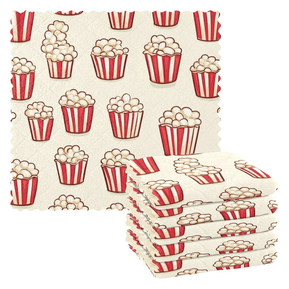 Cartoon Popcorns Kitchen Towels 6 Pcs Dish Towels Absorbent Soft Quick Dry Towel Dish Rags for Washing Dishes