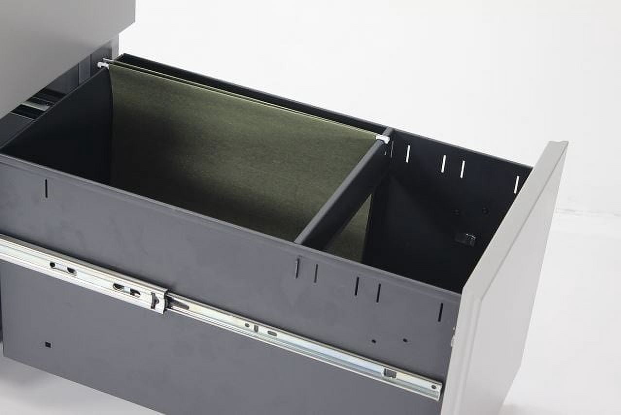We're It 2-Drawer Mobile Filing Cabinet with Lock & Wheels - 11.8" Slim Under Desk File Storage for Letter/Legal Documents, Brushed Silver Metal Office Cabinet
