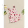 thumbnail image 2 of Kids Little Girls Overalls 6 12 18 24 Months 2T 3T 4T 5T 6T Shorts Floral Print Pocket Front Sleeveless Suspender Jumpsuit with Adjustable Shoulder Strap, 2 of 9