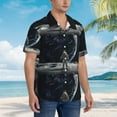 thumbnail image 3 of Sikiie Astronaut Standing In The Moon Print Men's Hawaiian Shirt, Summer Beach Button Pocket Short Sleeve T-Shirt,XX-Large, 3 of 7