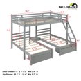 thumbnail image 3 of Bellemave Kids Pinewood Triple Bunk Bed with Guardrail, Gray, 3 of 10