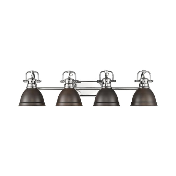 Yep by Golden Lighting Duncan 4-light Vanity in Chrome and Rubbed Bronze shade