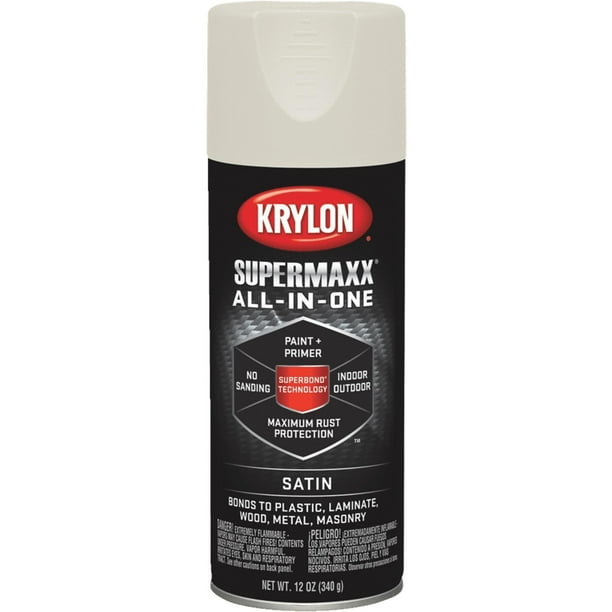 krylon k08973007 supermaxx allinone spray paint, satin almond, 12