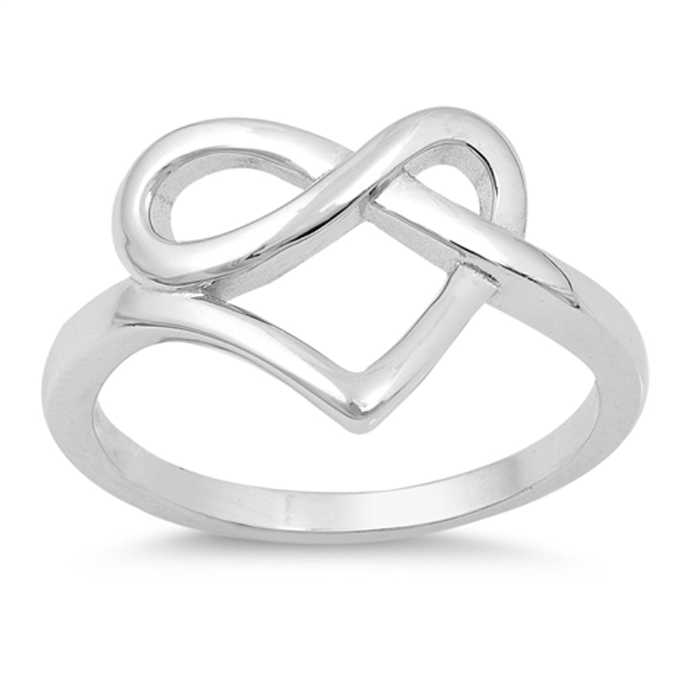 Heart Pretzel Infinity Love Knot Promise Ring Sterling Silver Band Siz