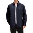 thumbnail image 4 of INSPIRE CHIC Men's Long Sleeve Button Down Solid Color Pocket Casual Shirt L Navy Blue, 4 of 6
