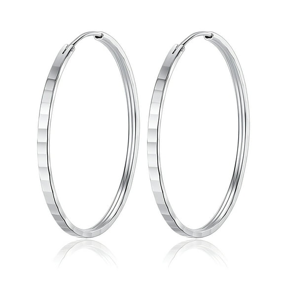 KeirineCC 1 Pair Silver Hoop Earrings for Women, Hoop Earring for Women, Stainless Steel Post Lightweight Hypoallergenic Dainty Hoop Earrings Women Jewelry Gift