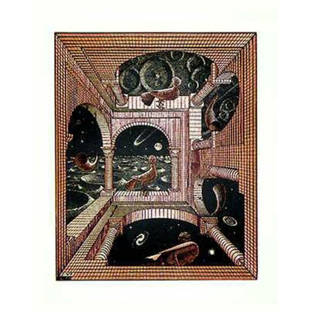 MC Escher Other World Moon Space Planet Optical Illusion Fantasy Poster - 11x14 (Best Optical Illusions In The World)