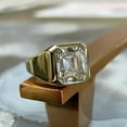 thumbnail image 2 of Bezel Set Men's Pinky Ring 14K Yellow Gold Plated Silver 2Ct Round Cut Lab Created VVS1/D Diamond, 2 of 2