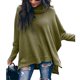 thumbnail image 5 of Blusa informal de manga larga con cuello alto y cuello alto de color liso para mujer Pompotops  FGAJ22202, 5 of 8